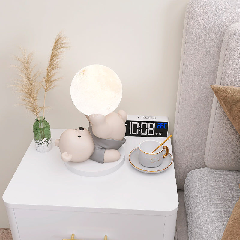 Lampe de Table Teddybär avec Lune – Éclairage Apaisant pour Enfants et Décoration