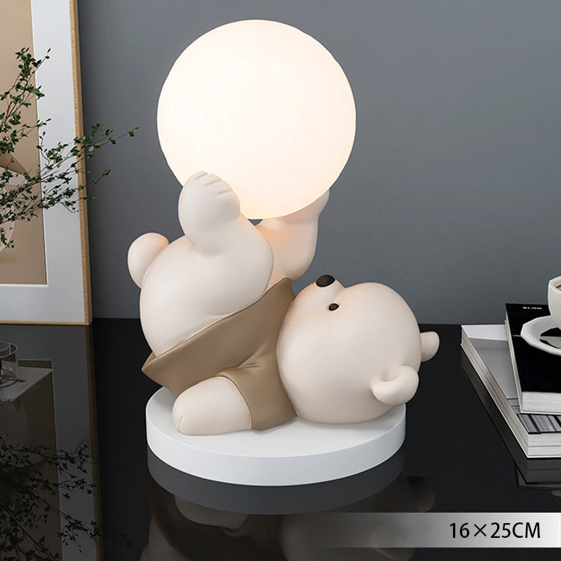 Lampe de Table Teddybär avec Lune – Éclairage Apaisant pour Enfants et Décoration