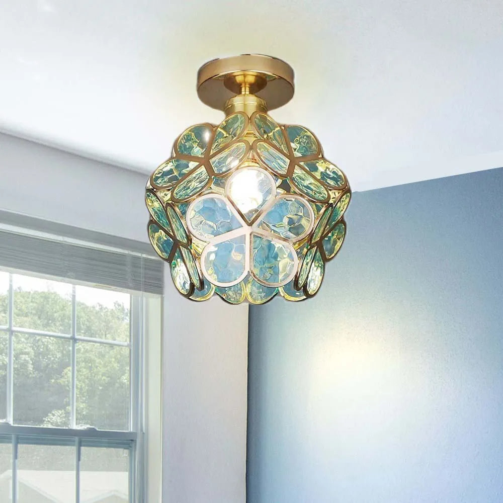 Éclairage de Plafond en Verre Style Fleurs - Lampe Élégante pour Entrée