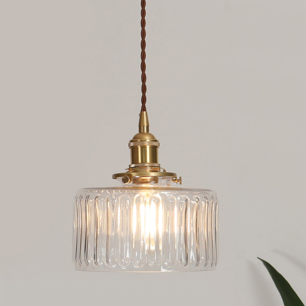 Lampe à suspension vintage en cristal – Élégance intemporelle avec abat-jour en verre