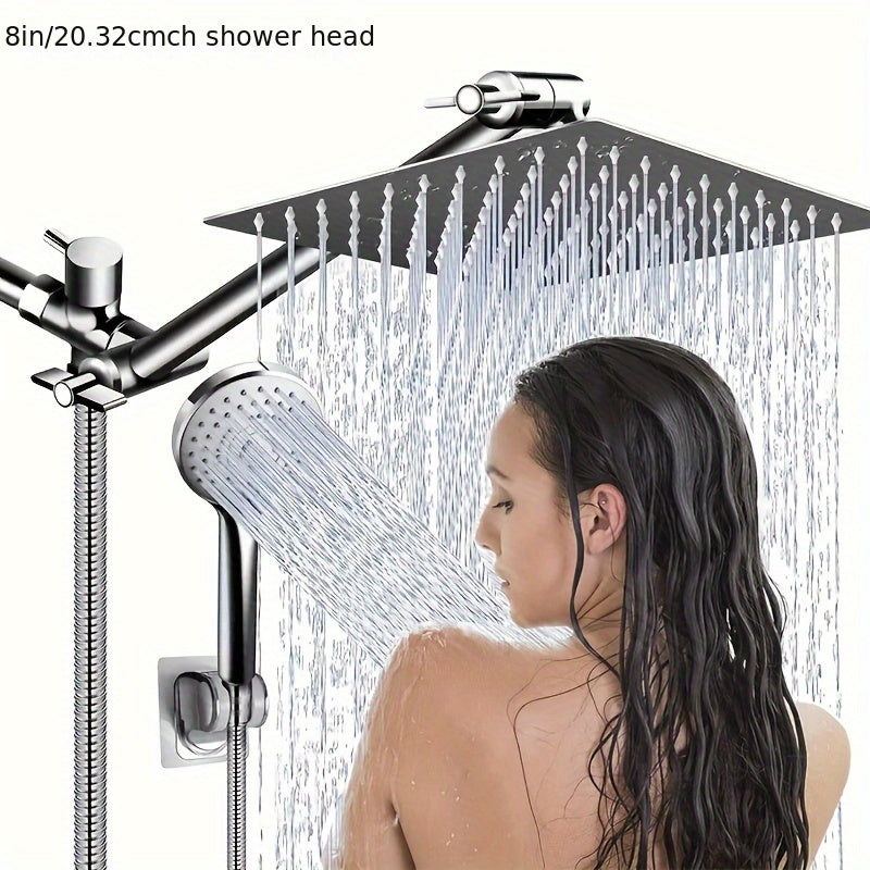 Douche à effet de pluie double à haute pression avec pulvérisateur à main