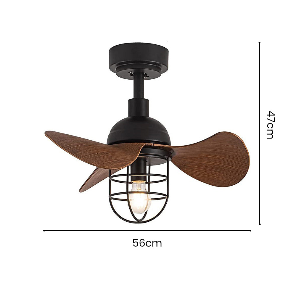 Ventilateur de Plafond avec Éclairage - Design en Noyer Foncé pour Petits Espaces