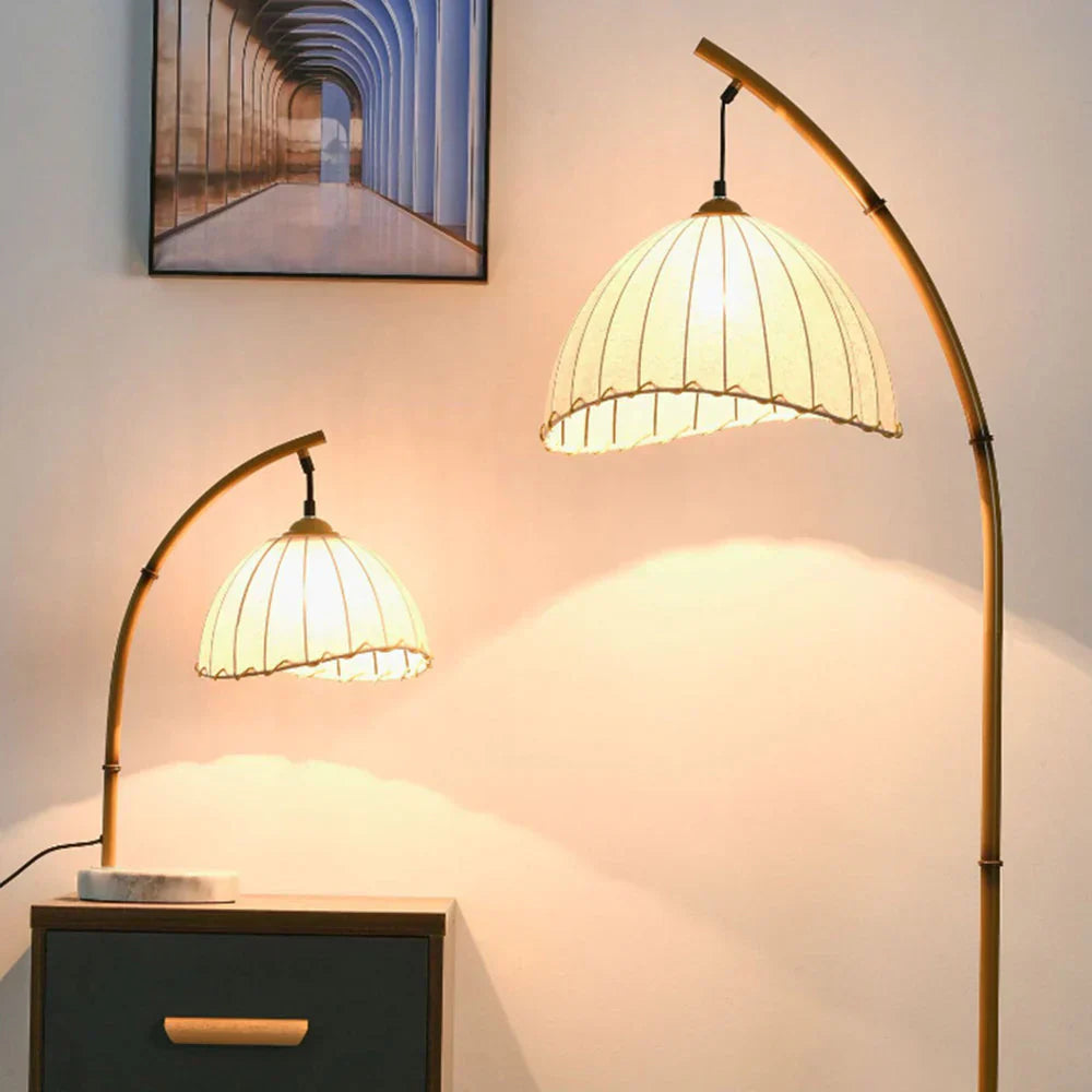 Lampe Sur Pied Japonaise en Bambou - Design Zen Minimaliste avec Douille E27