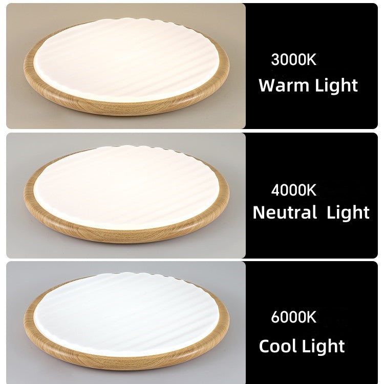 Plafonnier LED Rond Wooden Wrinkles - Design Naturel et Moderne pour Chambre