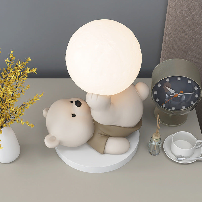 Lampe de Table Teddybär avec Lune – Éclairage Apaisant pour Enfants et Décoration