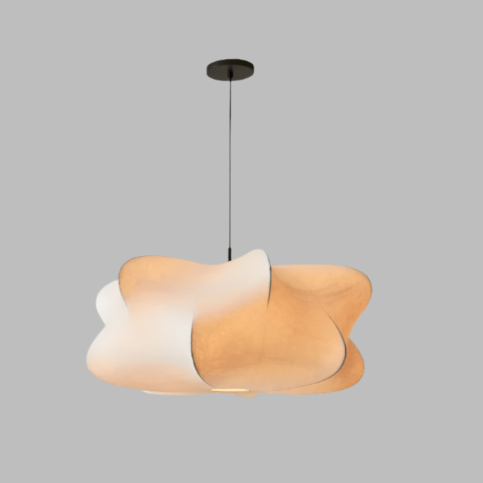 Suspension Wabi Sabi Silk Japan – Lampe en Soie et Fer, Éclairage Élégant