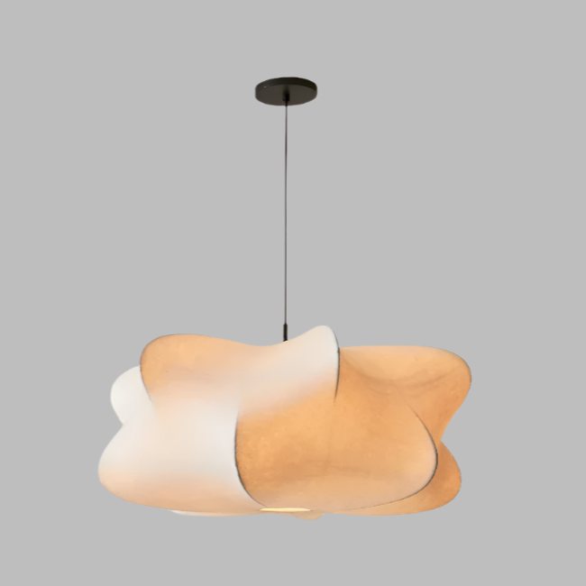 Suspension Wabi Sabi Silk Japan – Lampe en Soie et Fer, Éclairage Élégant