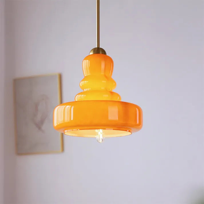 Lampe Pendante Bauhaus Kürbis en Verre - Design Élégant avec Détails en Laiton ou Fer