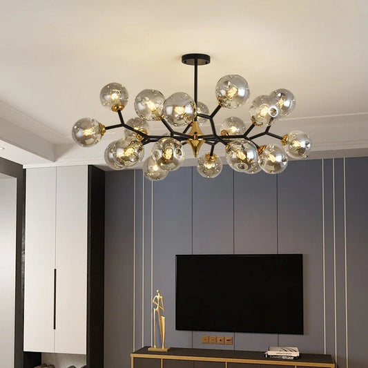 Chandelier Plafonnier en Verre Soufflé LED - Éclairage Moderne et Élégant pour Salon et Chambre