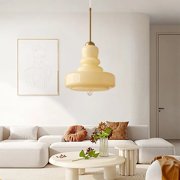 Lampe Pendante Bauhaus Kürbis en Verre - Design Élégant avec Détails en Laiton ou Fer