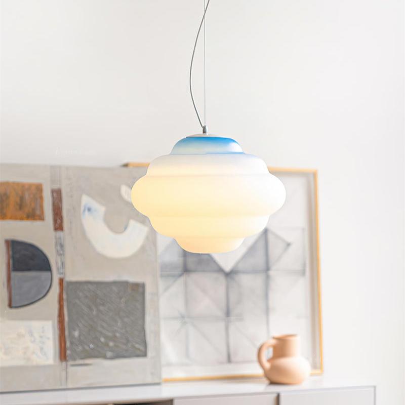 Suspension Gradient Cloudy en Verre Mat - Éclairage LED Décoratif Coloré