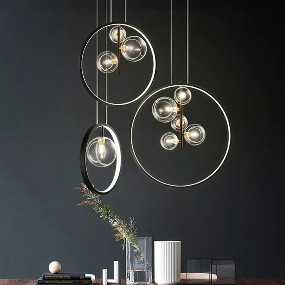 Suspension Industrielle en Verre – Lampe Cage Vintage Métal Élévée