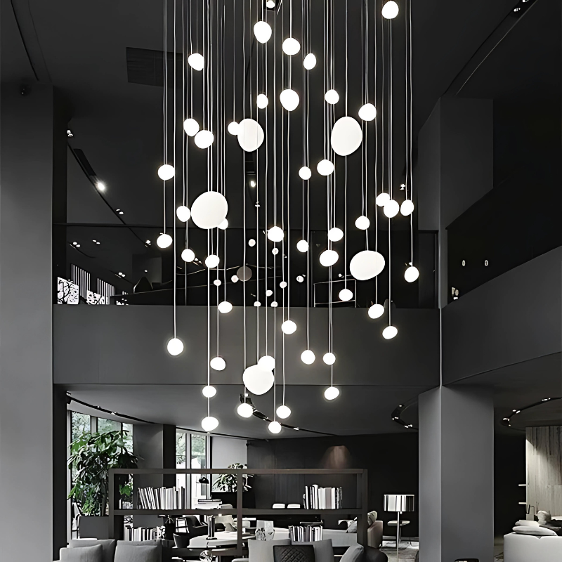LumiPebble | Suspension Élégante en Verre et Galets