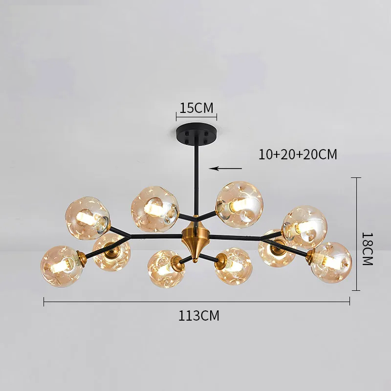 Chandelier Plafonnier en Verre Soufflé LED - Éclairage Moderne et Élégant pour Salon et Chambre