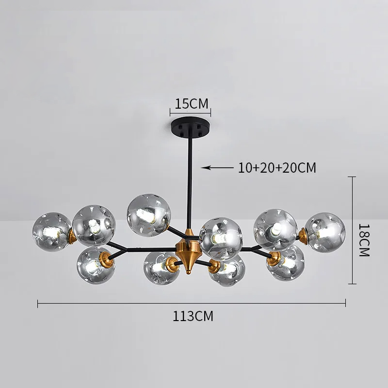 Chandelier Plafonnier en Verre Soufflé LED - Éclairage Moderne et Élégant pour Salon et Chambre