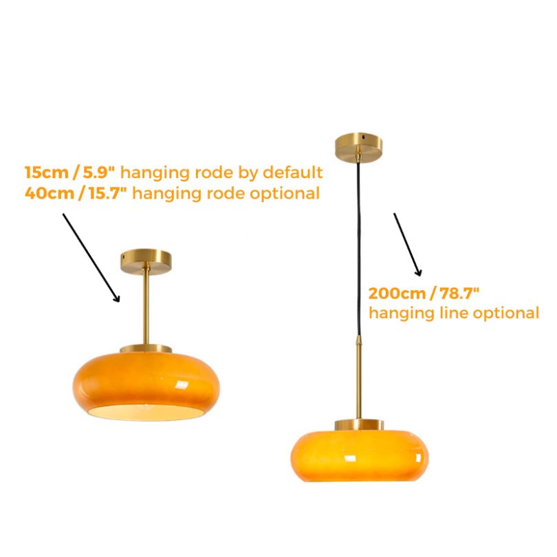 Plafonnier Vintage Semi Flush 11" avec Abat-jour en Verre Orange – Élégance Rétro et Lumière