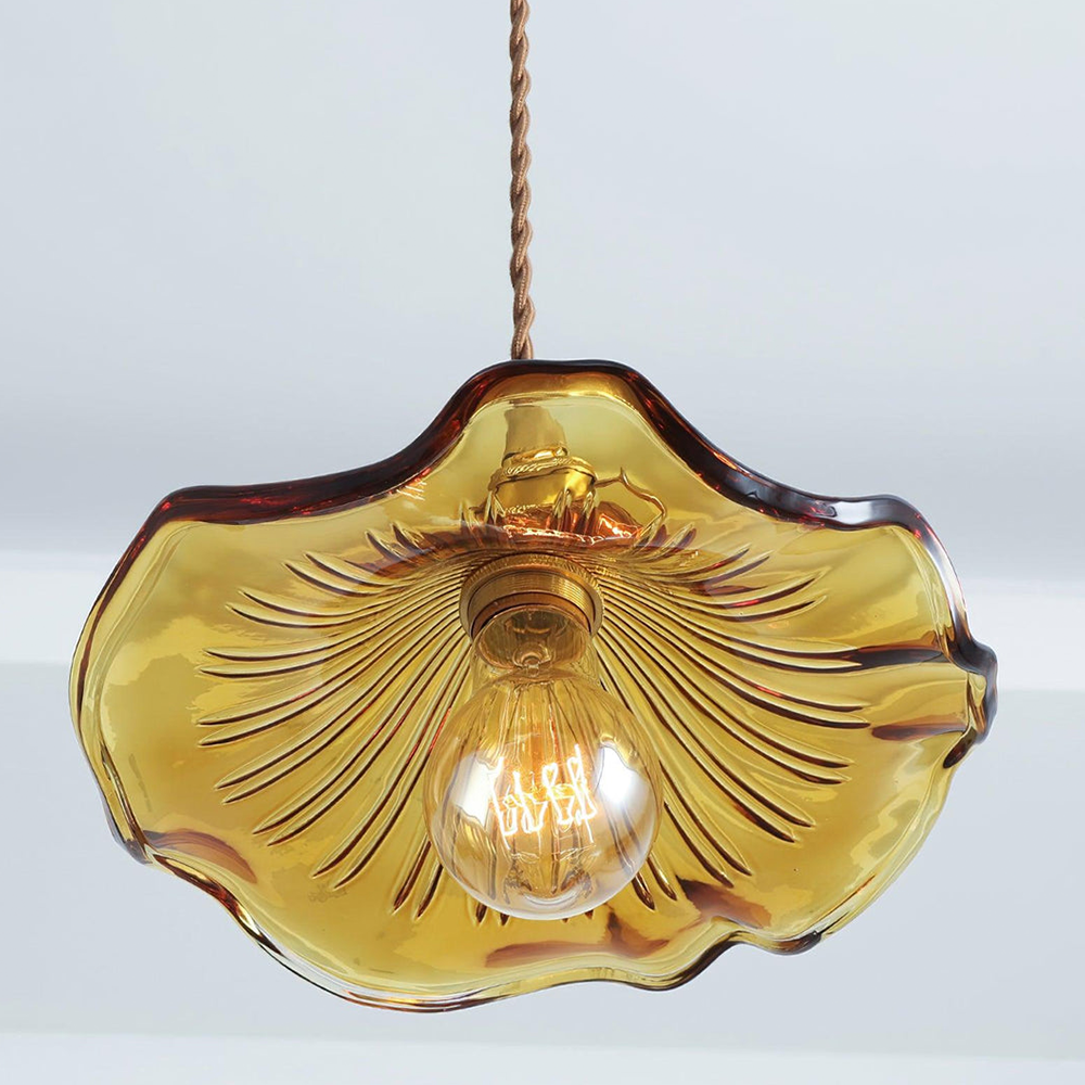 Suspension LED en Verre Floral – Élégance et Ambiance Chaleureuse E27