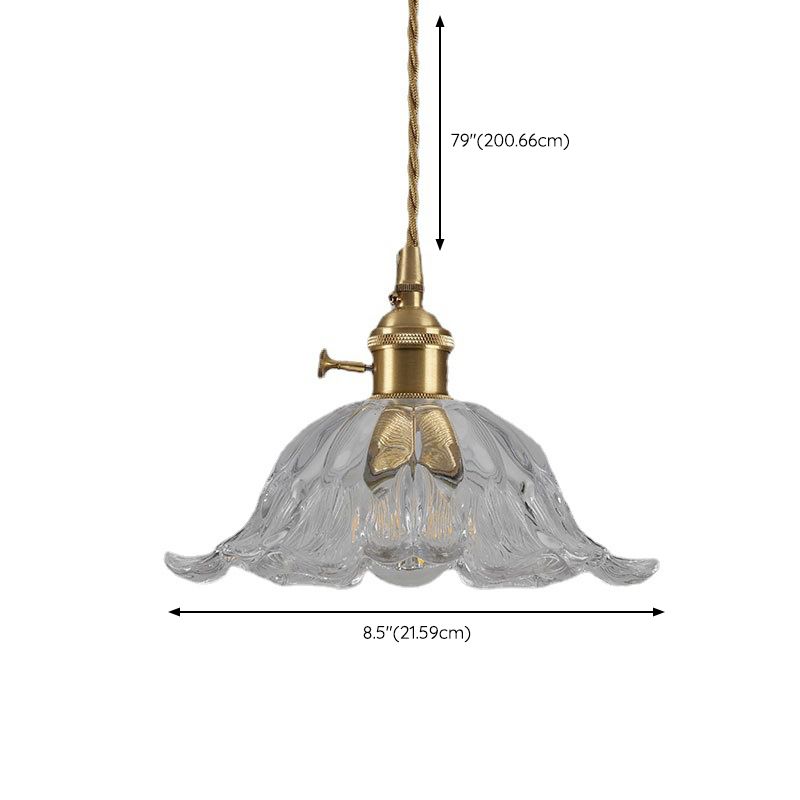 Suspension en Verre en Forme de Fleur - Lampe Pendante Élégante avec Finition en Or