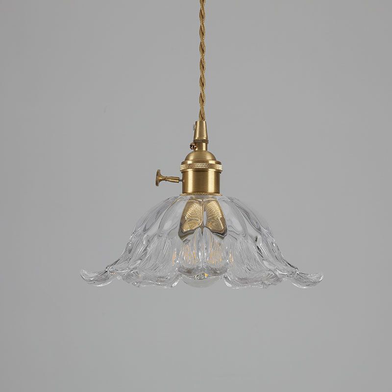 Suspension en Verre en Forme de Fleur - Lampe Pendante Élégante avec Finition en Or