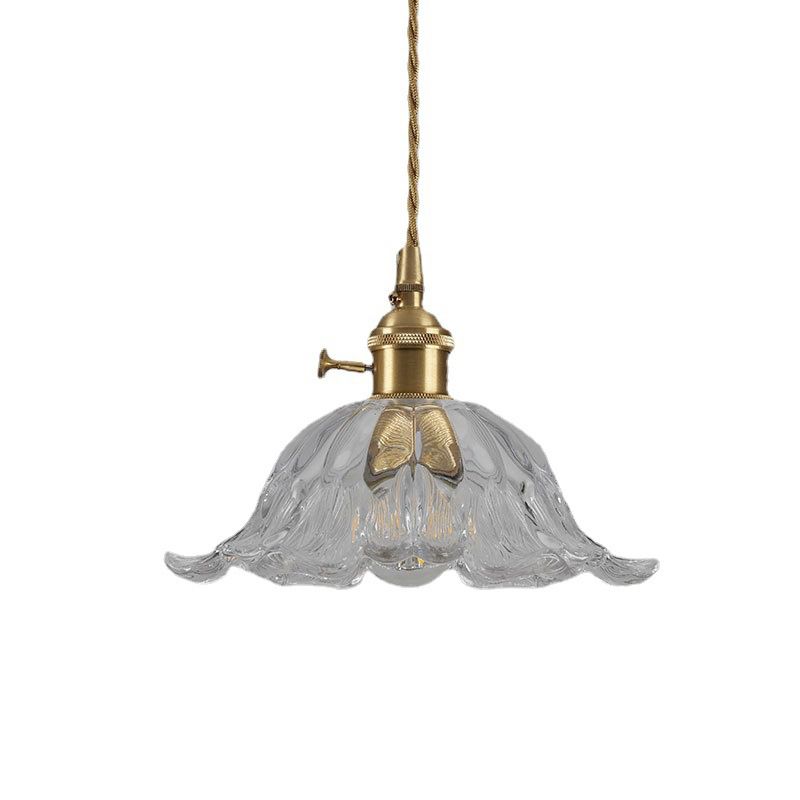Suspension en Verre en Forme de Fleur - Lampe Pendante Élégante avec Finition en Or