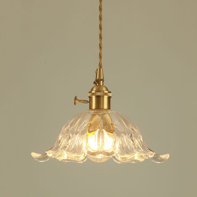 Suspension en Verre en Forme de Fleur - Lampe Pendante Élégante avec Finition en Or