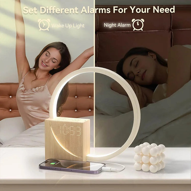 Lampe de Réveil avec Contrôle Tactile – Éclairage de Nuit Moderne en Bois