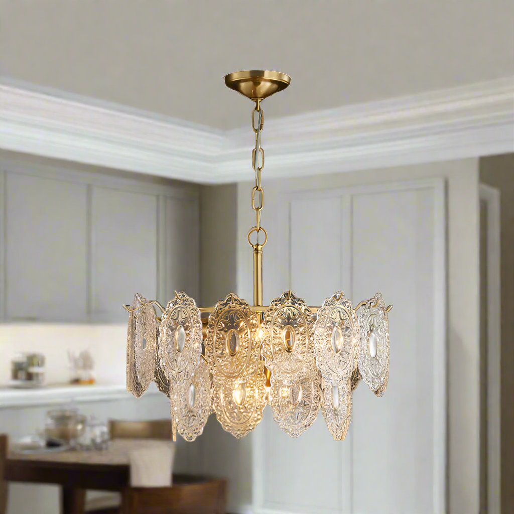 Lustre Cristal 5/7 Têtes – Élégance et Luxe avec Détails Enrichis