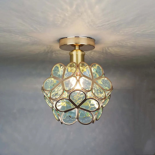 Éclairage de Plafond en Verre Style Fleurs - Lampe Élégante pour Entrée