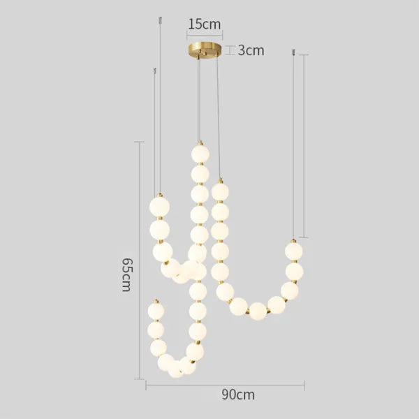 Chandelier Luxe Perles - Design Élégant en Métal et Acrylique, LED, H65 cm