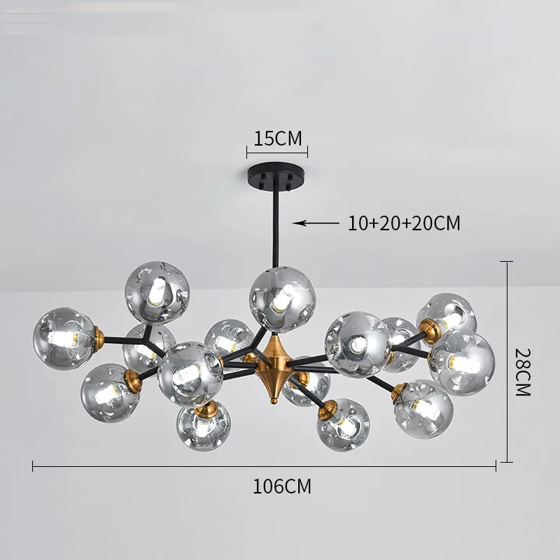 Chandelier Plafonnier en Verre Soufflé LED - Éclairage Moderne et Élégant pour Salon et Chambre