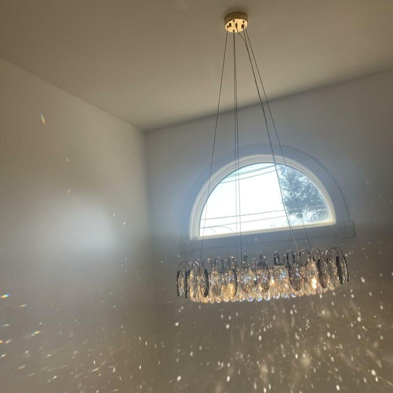 Chandelier Cristal K9 - Luminaire Élégant en Métal Rose Gold, LED Dimmable, Plusieurs Tailles