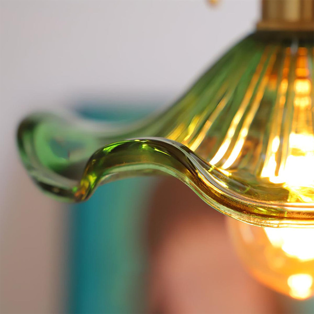 Suspension LED en Verre Floral – Élégance et Ambiance Chaleureuse E27