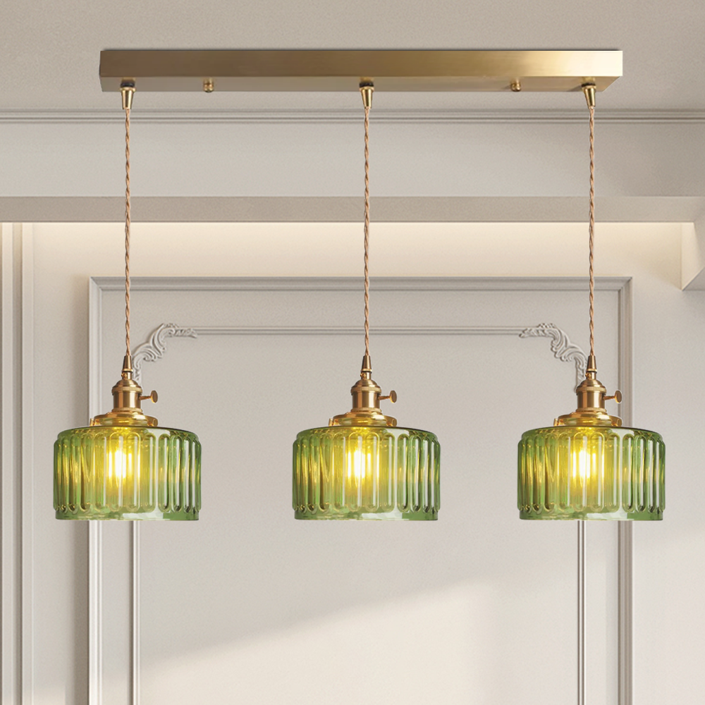 Lampe à suspension vintage en cristal – Élégance intemporelle avec abat-jour en verre