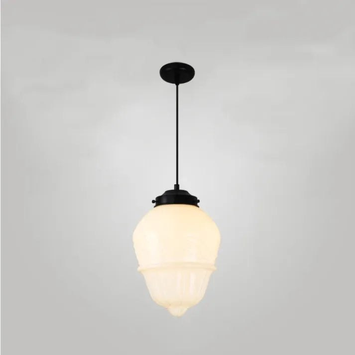 Suspension Géométrique en Verre Blanc Mat – Éclairage Vintage Élégant