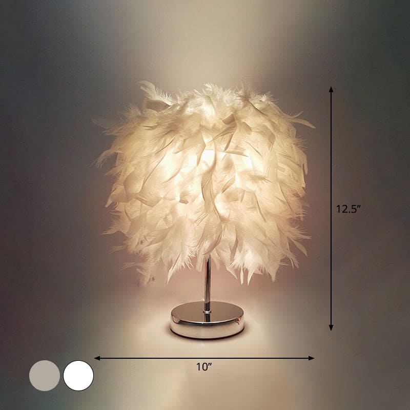 FeatherGlow - Grande lampe de table ronde avec plumes