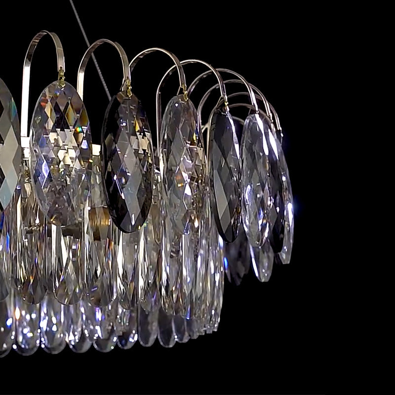 Chandelier Cristal K9 - Luminaire Élégant en Métal Rose Gold, LED Dimmable, Plusieurs Tailles
