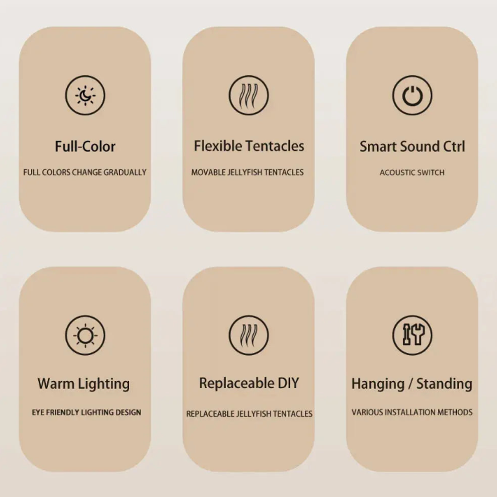 Lampe Méduse LED – Éclairage Relaxant Ajustable, Design Moderne Rechargeable avec Contrôle Tactile