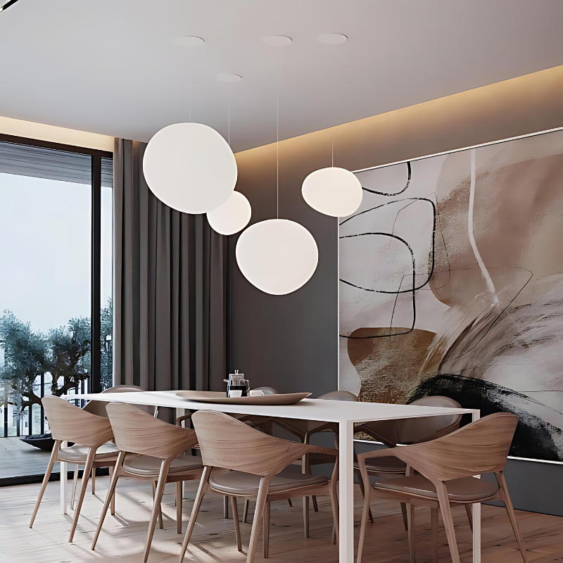 LumiPebble | Suspension Élégante en Verre et Galets