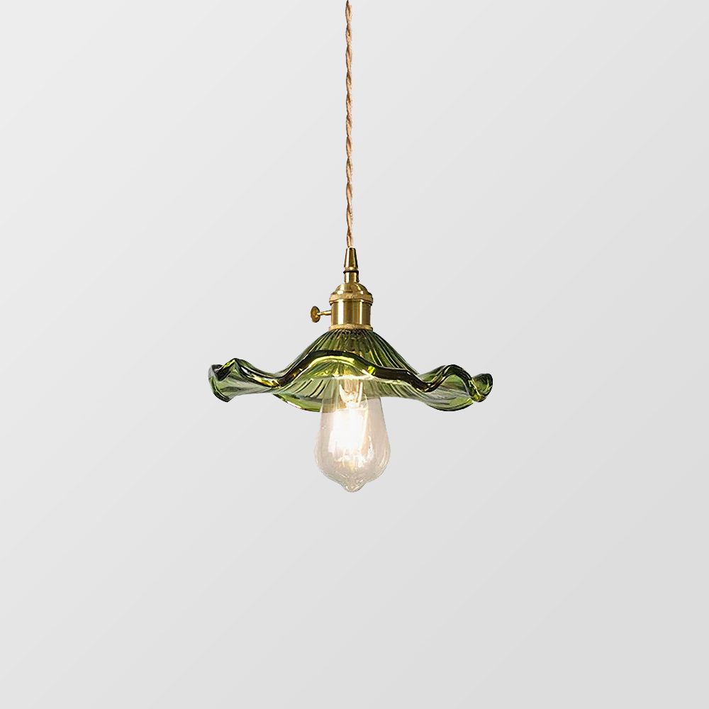 Suspension LED en Verre Floral – Élégance et Ambiance Chaleureuse E27