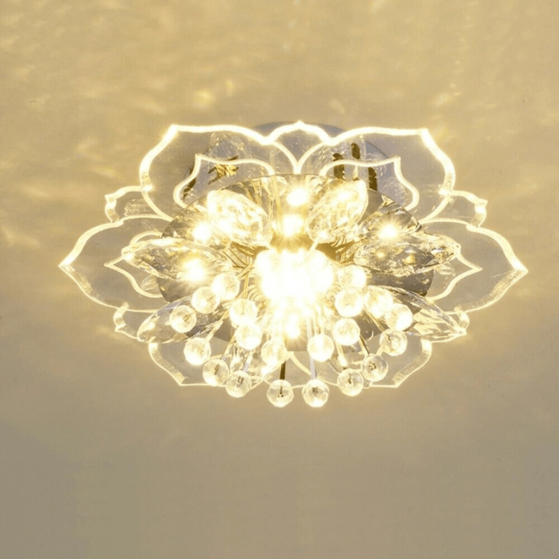 FloralGlow - Lamp de plafond en cristal LED pour l'élégance