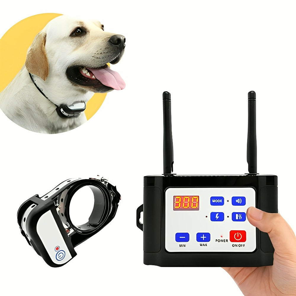 Clôture Électronique SécuriDog 2-en-1 – Sans Fil avec Collier de Dressage, Portée 300 m, Étanche et Rechargeable