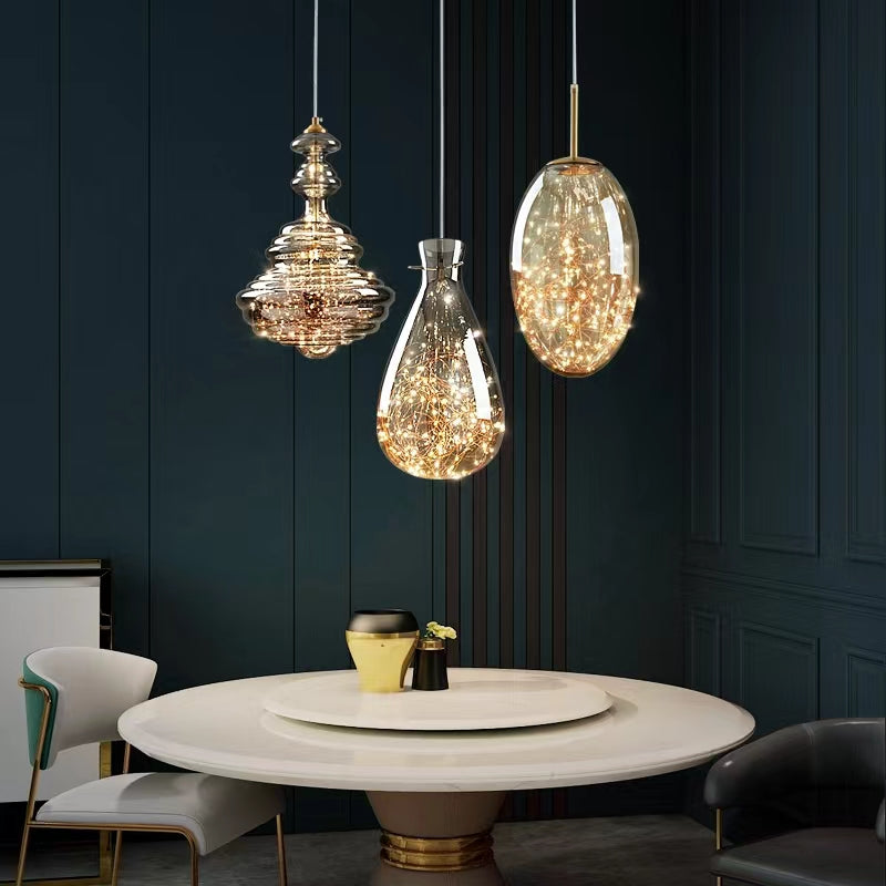 Suspension Moderne en Verre et Laiton – Éclairage Élégant pour Salon et Cuisine