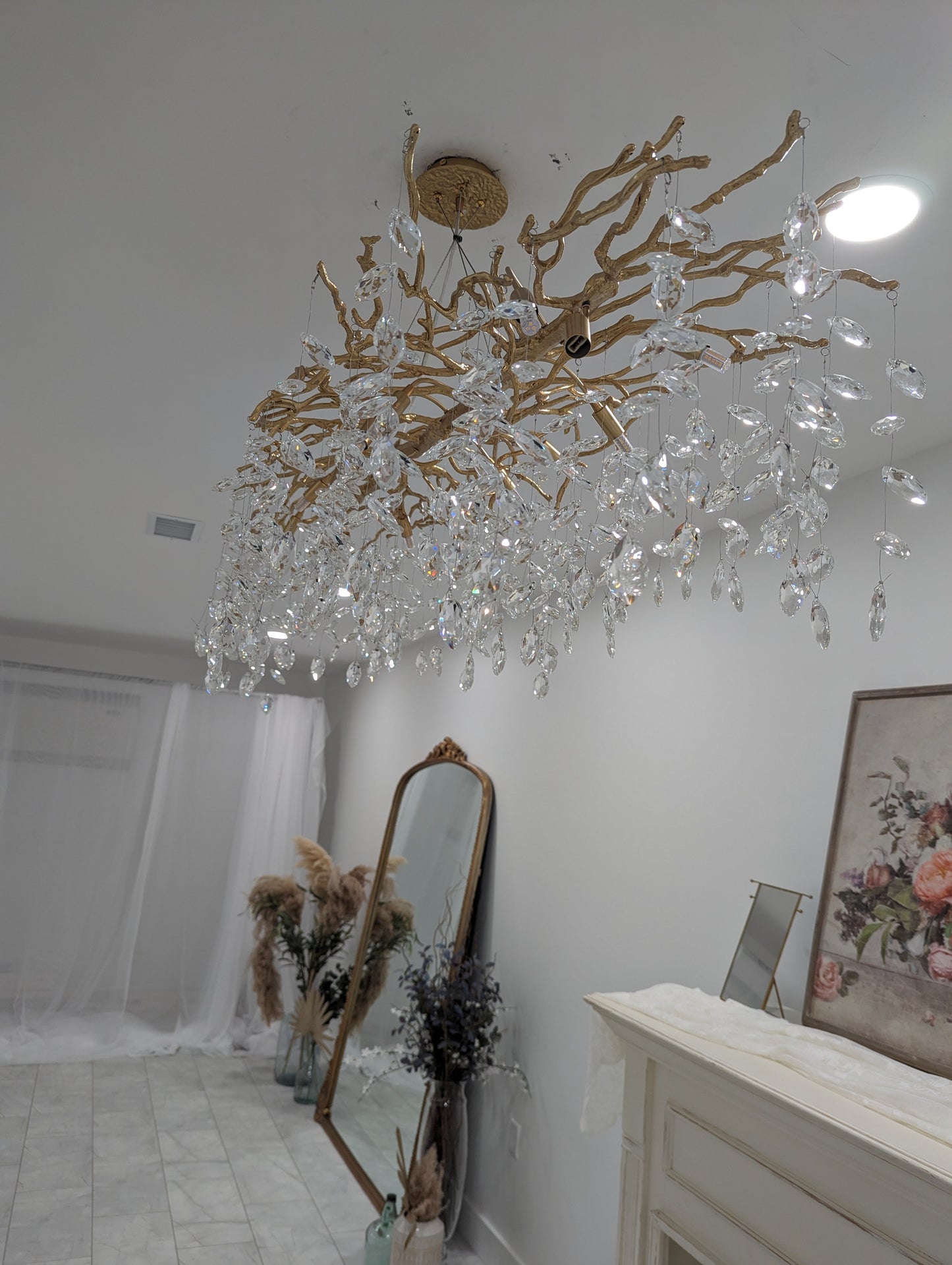 Lustre en Cristal Style Branché Français – Lustre Élégant en Aluminium et Cristal pour Salon et Salle à Manger