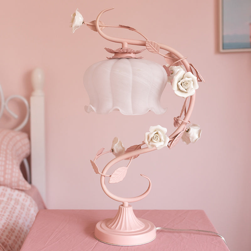 Lampe RoseGlo - Lampe Rose Élégante et Stylée avec Abat-jour en Verre, Éclairage Doux et Romantique
