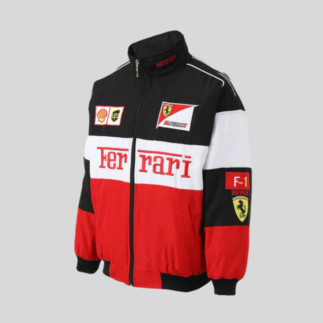 Veste Ferrari Vintage – Style Racing Unisexe, Vêtement Sport Rétro pour Fans Formule 1