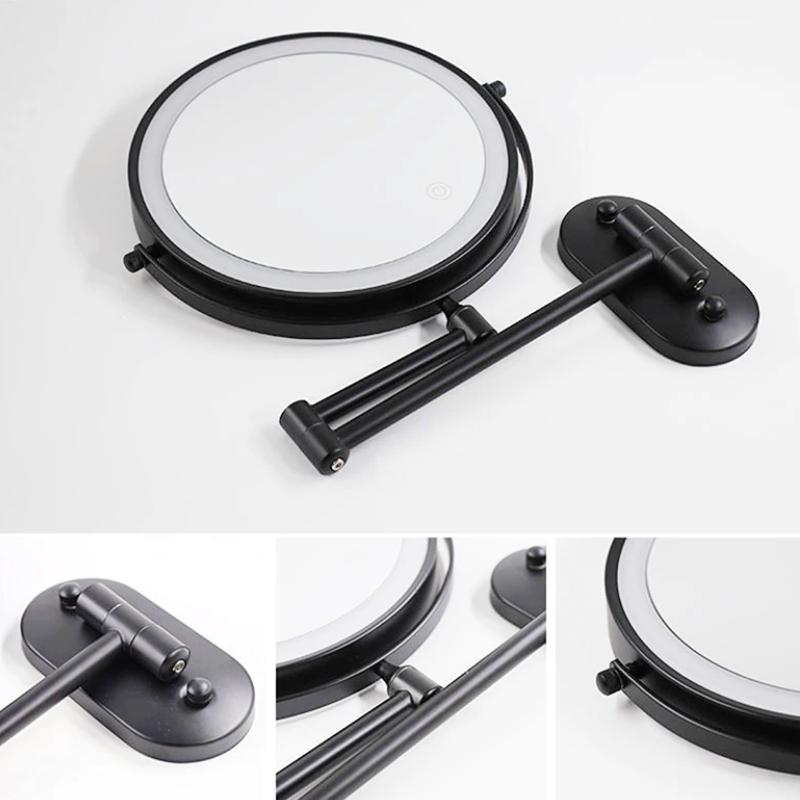 Miroir de Maquillage LED Rechargeable - Agrandisseur avec Éclairage Tactile
