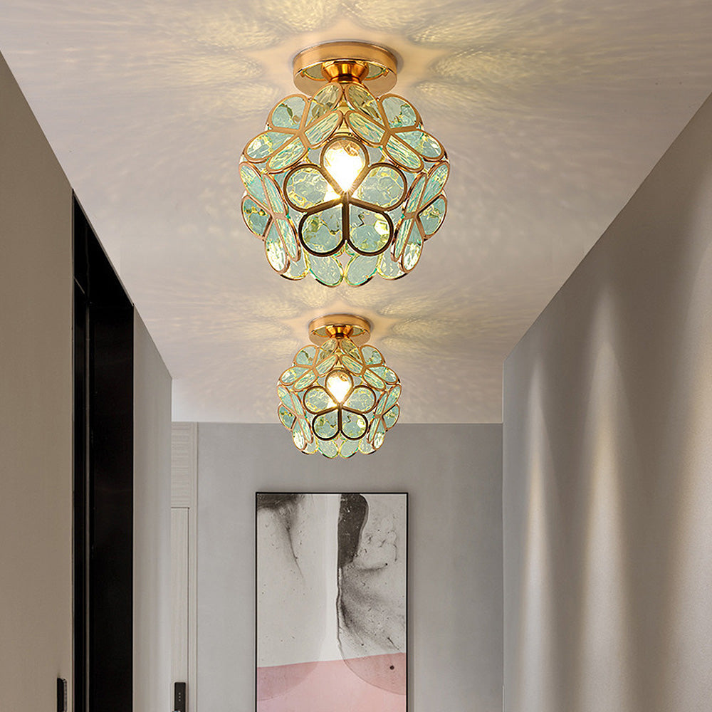 Éclairage de Plafond en Verre Style Fleurs - Lampe Élégante pour Entrée