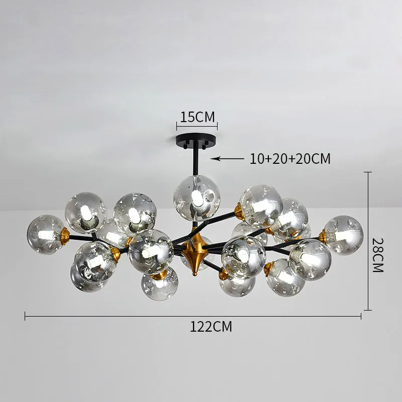 Chandelier Plafonnier en Verre Soufflé LED - Éclairage Moderne et Élégant pour Salon et Chambre