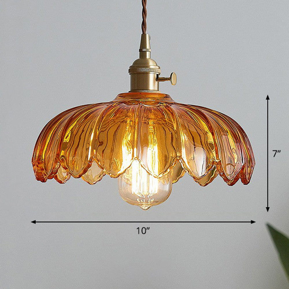 Lampe suspendue en verre translucide avec base en cuivre – Création d'une atmosphère romantique et lumineuse