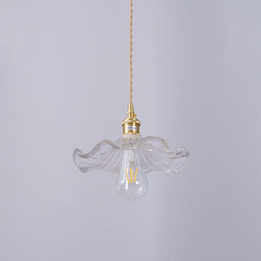 Suspension LED en Verre Floral – Élégance et Ambiance Chaleureuse E27
